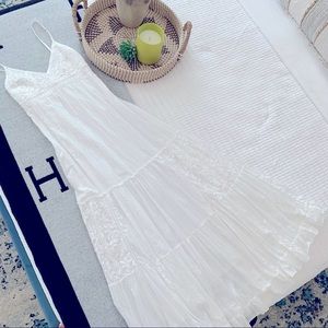 White Embroidered Sleeveless Strap Boho Maxi Dress